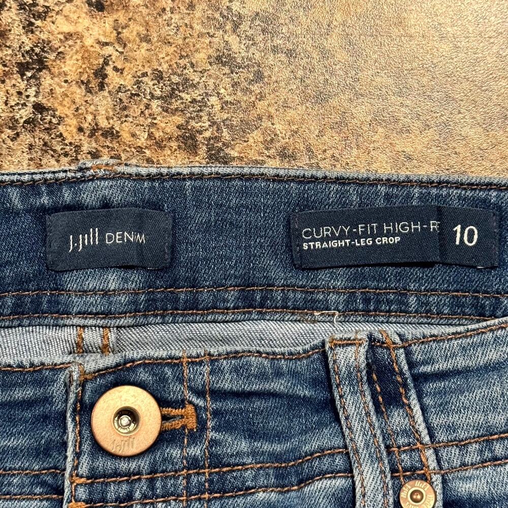 NWT J Jill Jeans Curvy High Rise Straight Crop Blue Raw Hem 10 Minimalist Casual - Picture 3 of 7